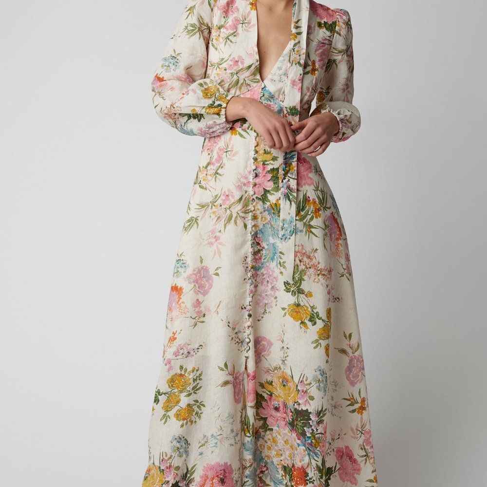 Zimmermann Heathers Linen Maxi Dress Size 1